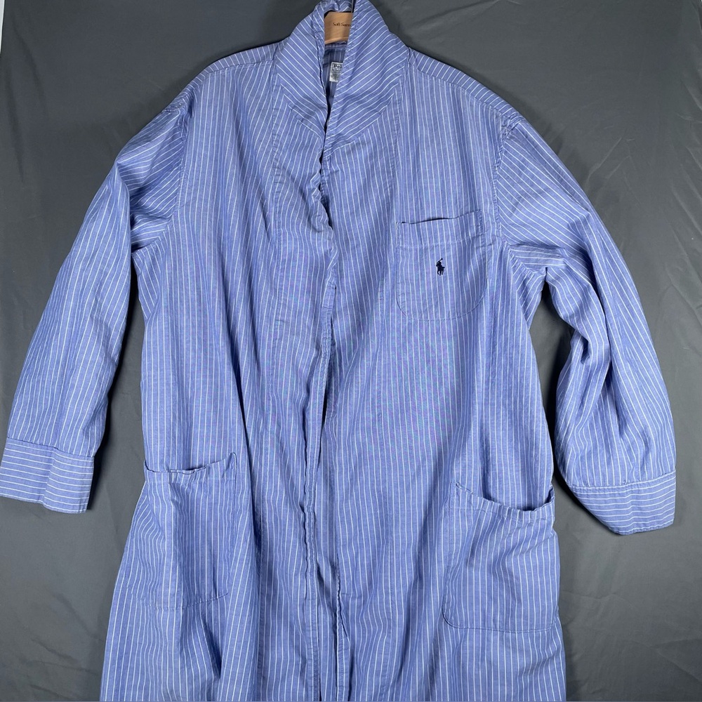Polo Ralph Lauren Robe Size L/XL Blue Lightweight Designer Relaxation Hughe